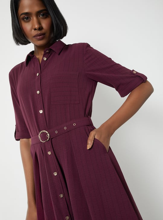 Kalki x Max Women Striped Midi Belted Dress