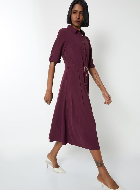 Kalki x Max Women Striped Midi Belted Dress