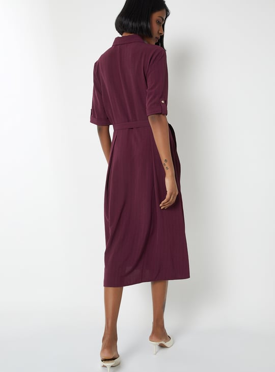 Kalki x Max Women Striped Midi Belted Dress