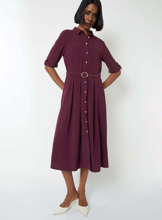Kalki x Max Women Striped Midi Belted Dress