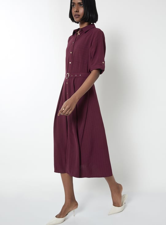 Kalki x Max Women Striped Midi Belted Dress