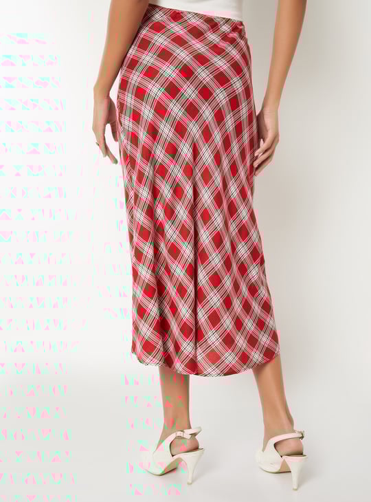 Women Checked Midi Skirt