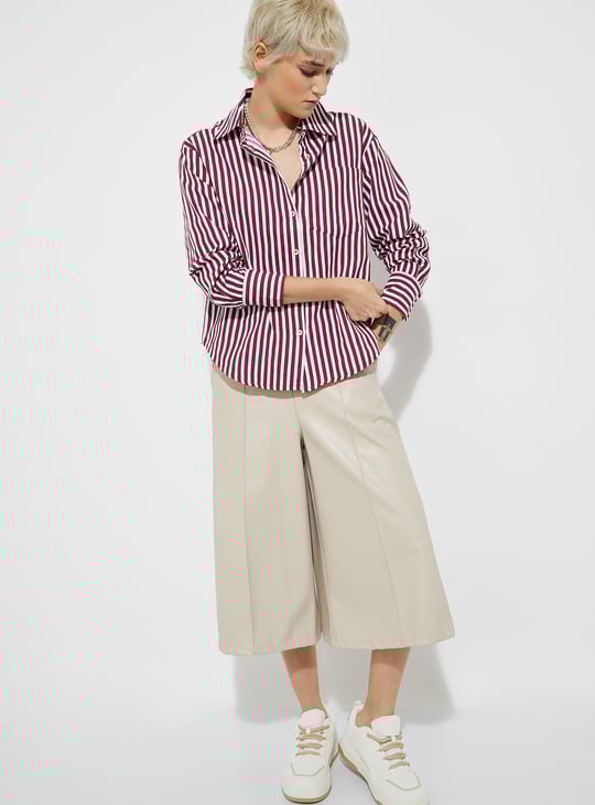 URB_N Women Striped Oversized Shirt