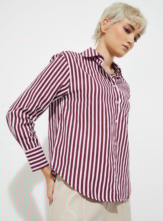 URB_N Women Striped Oversized Shirt