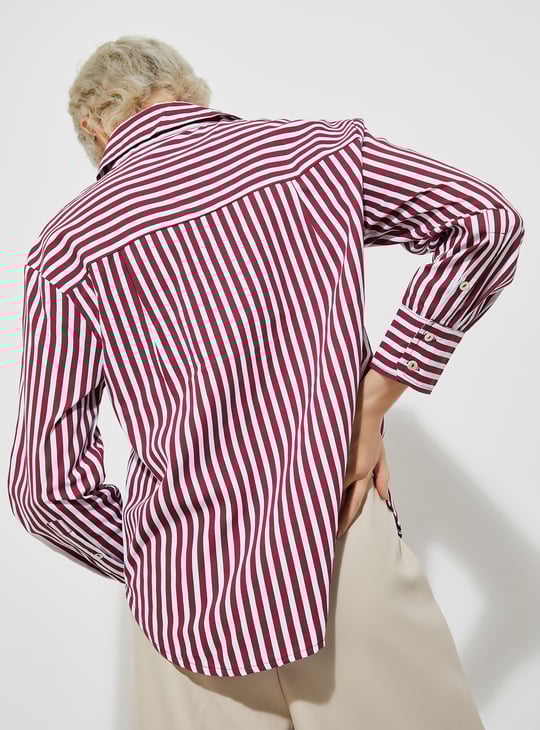 URB_N Women Striped Oversized Shirt