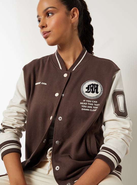 Women Printed Varsity Jacket