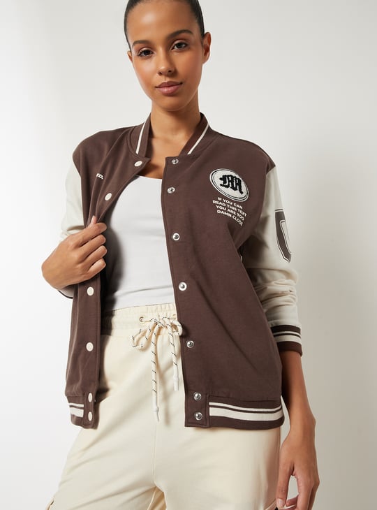 Women Printed Varsity Jacket