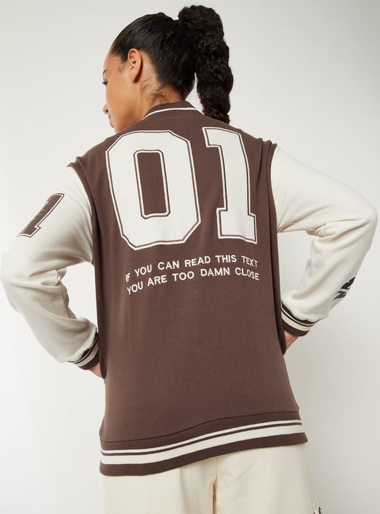 Women Printed Varsity Jacket