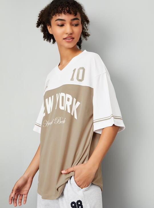 Women Printed Oversized Sports T-shirt