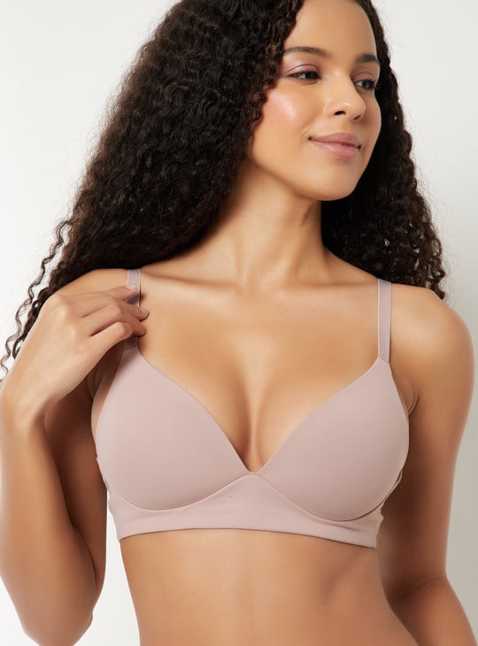 Women Solid Padded Non Wired T-shirt Bra