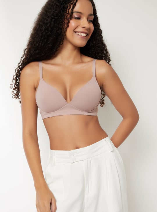 Women Solid Padded Non Wired T-shirt Bra
