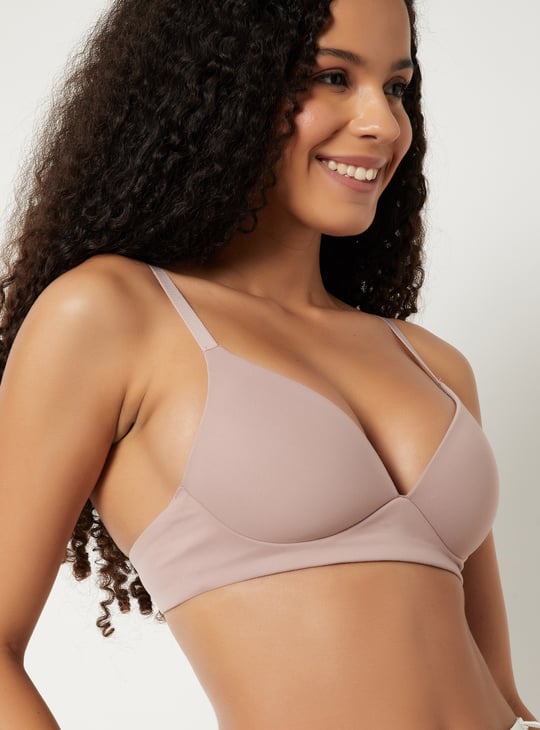 Women Solid Padded Non Wired T-shirt Bra