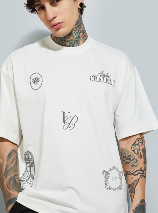Buy URB_N Men Placement Print Oversized T-shirt Online at just Rs