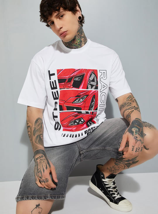 URB_N Men Fast & Furious Print Oversized T-shirt