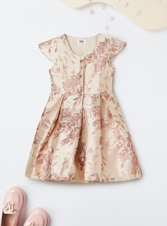 Girls Floral Embellished A-line Dress