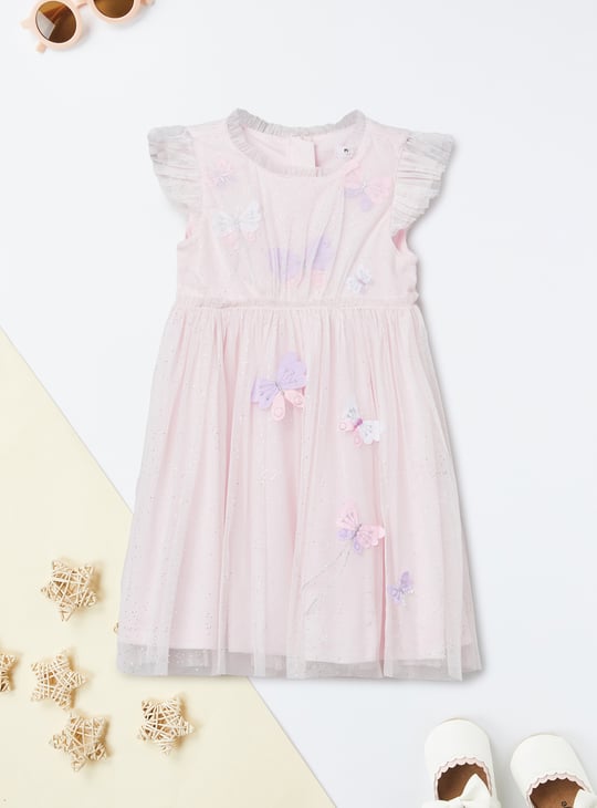 Girls Embellished Applique Tulle Dress