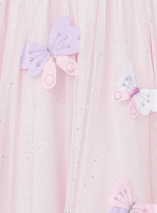 Girls Embellished Applique Tulle Dress