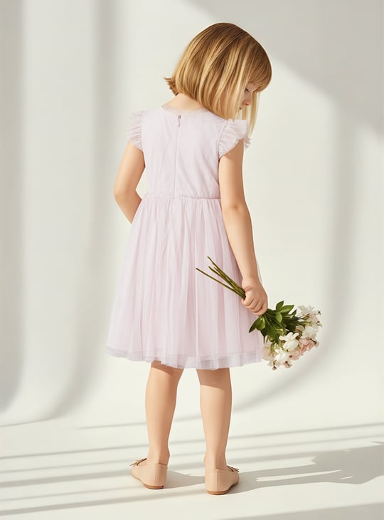 Girls Embellished Applique Tulle Dress