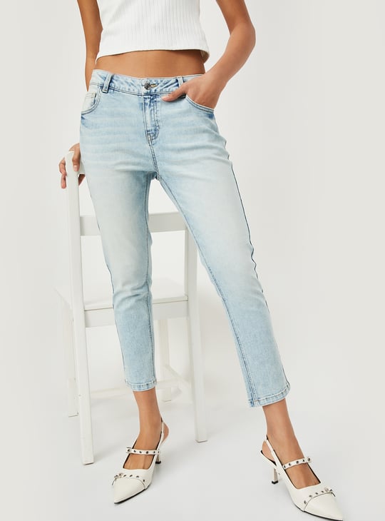 Women Washed Ankle Grazer Jeans