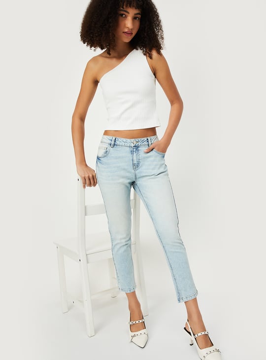 Women Washed Ankle Grazer Jeans