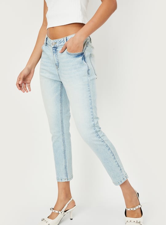 Women Washed Ankle Grazer Jeans