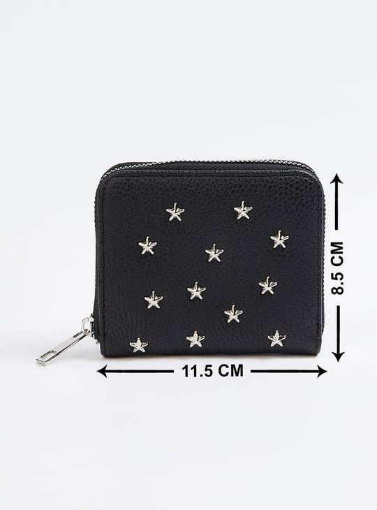 Women Star-Studded Zip-around Wallet