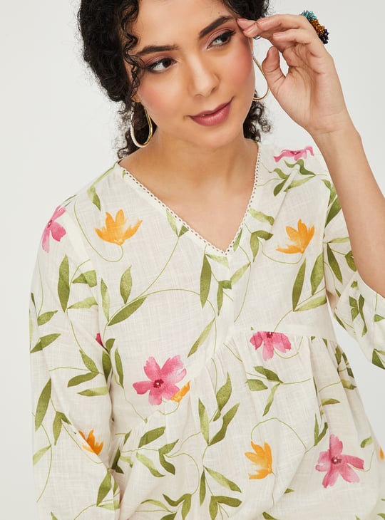 Women Floral Print Tunic