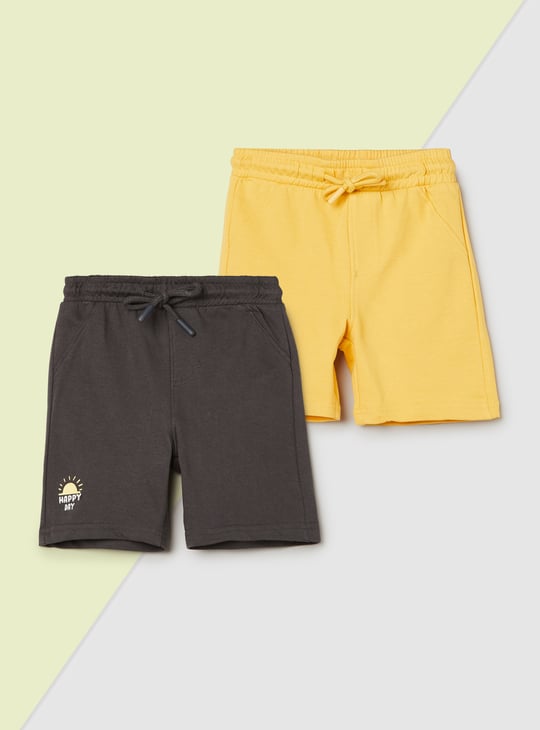 Boys Solid Shorts - Pack of 2