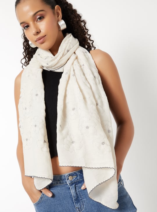 Women Floral Embroidered Scarf | Embroidered