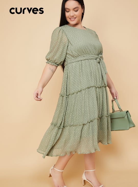 Women Swiss Dot Tiered Dress