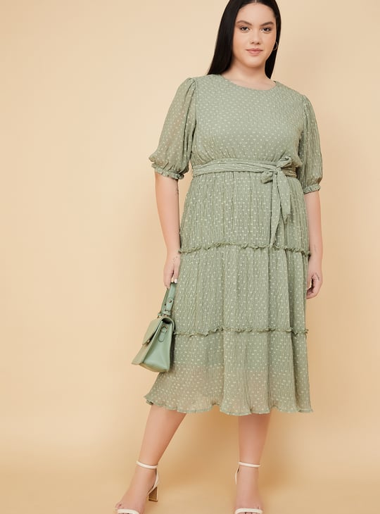 Women Swiss Dot Tiered Dress
