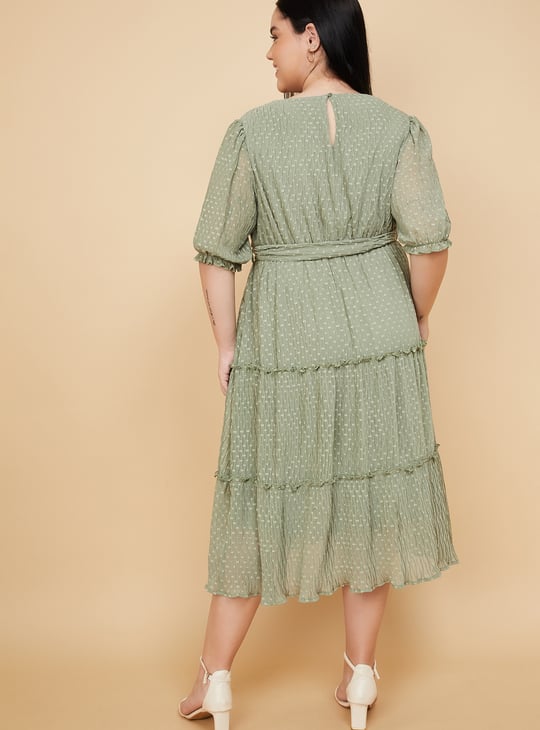 Women Swiss Dot Tiered Dress