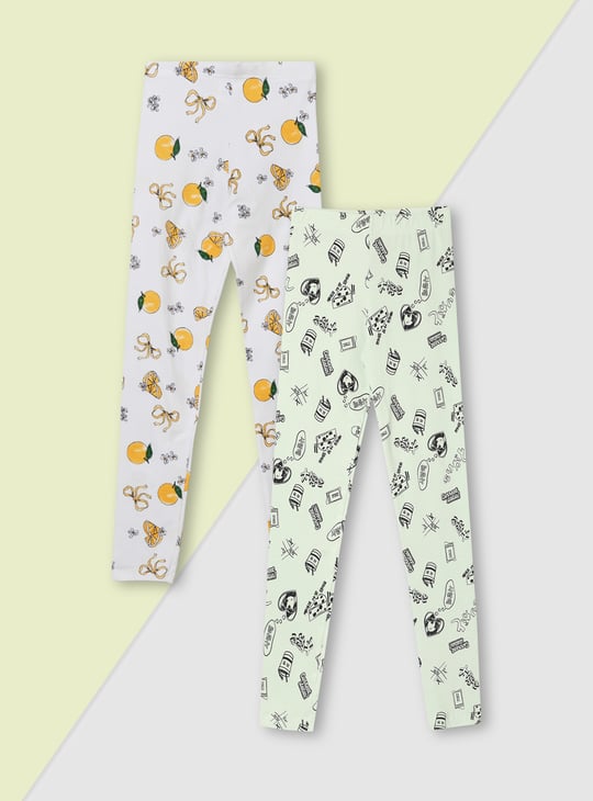 Girls Printed Leggings - Pack of 2