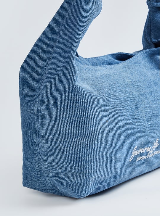 Women Embroidered Denim Shoulder Bag