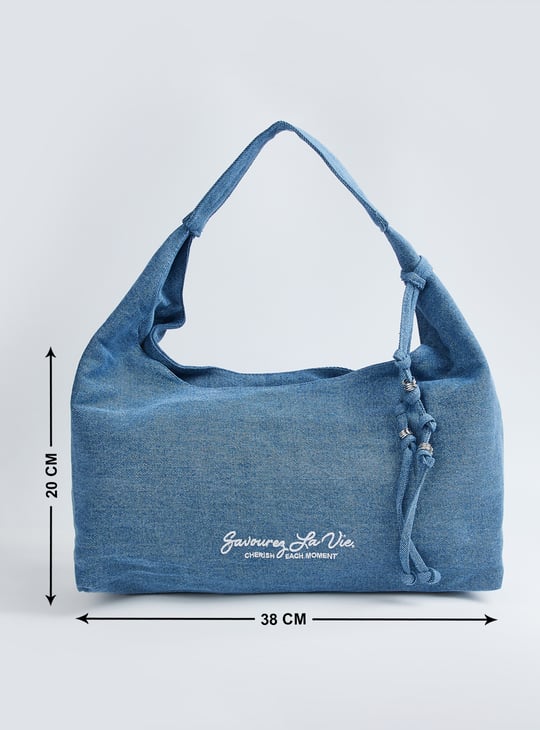 Women Embroidered Denim Shoulder Bag