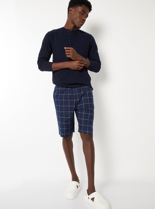 Men Checked Loungewear Shorts