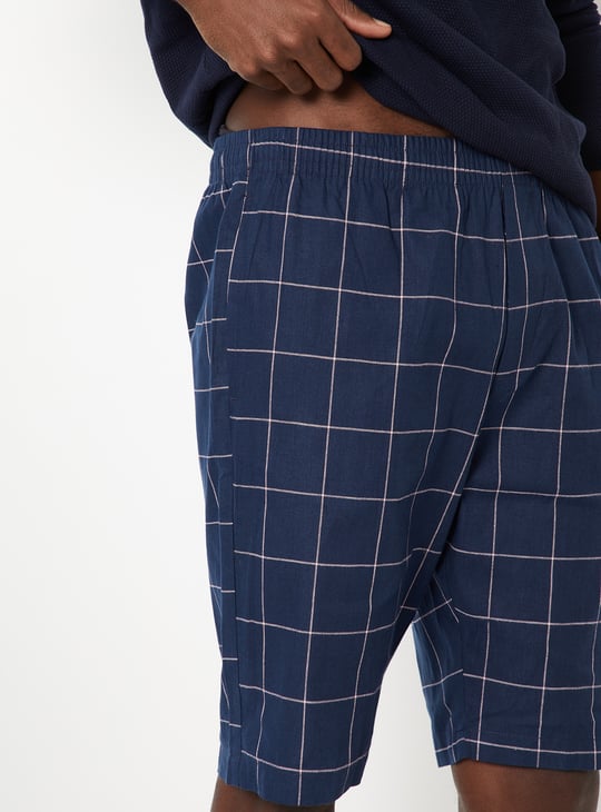 Men Checked Loungewear Shorts