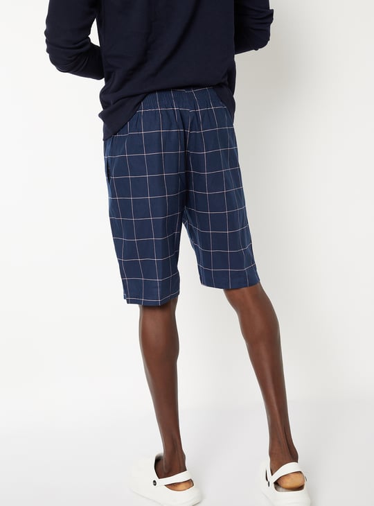 Men Checked Loungewear Shorts