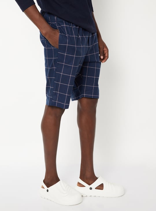 Men Checked Loungewear Shorts