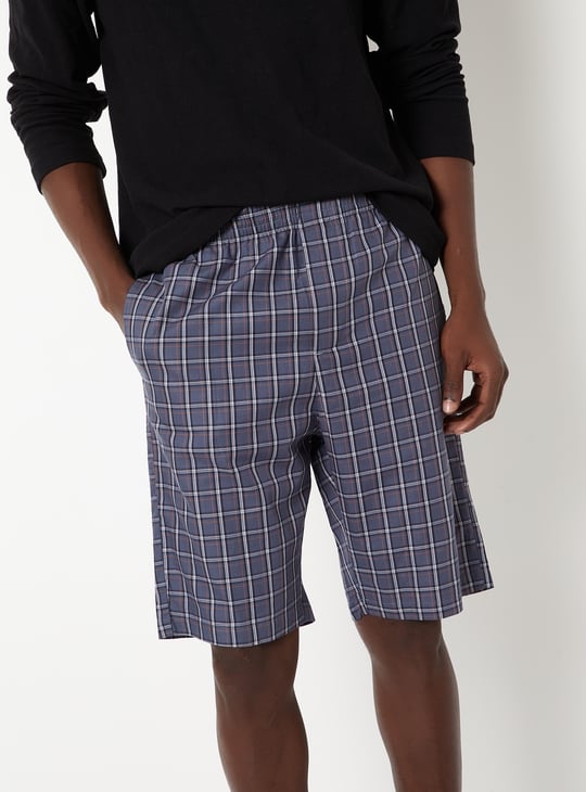 Men Checked Loungewear Shorts