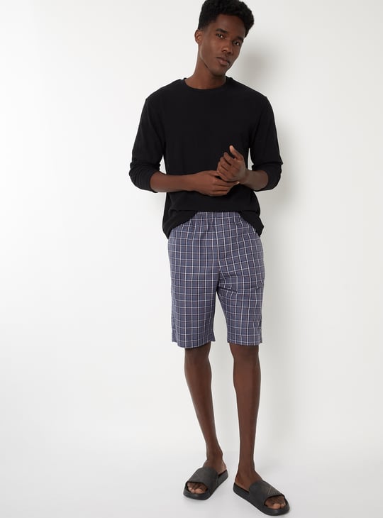Men Checked Loungewear Shorts