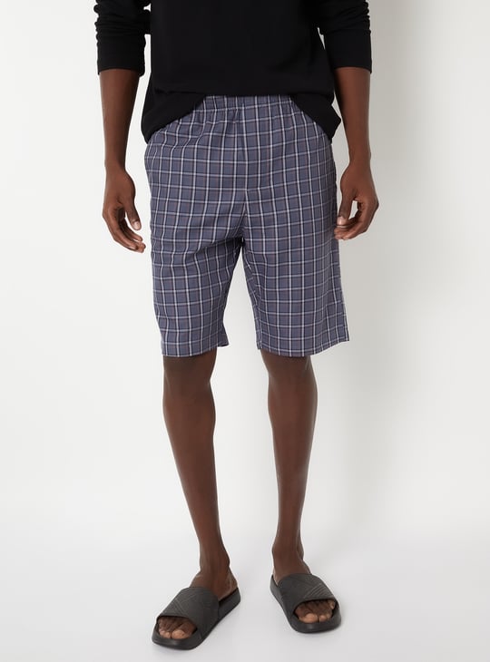Men Checked Loungewear Shorts