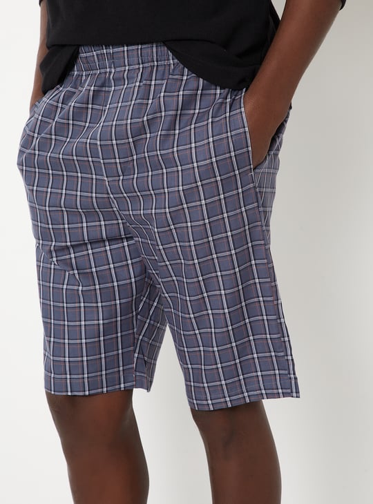 Men Checked Loungewear Shorts