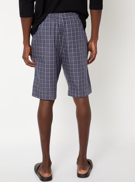Men Checked Loungewear Shorts