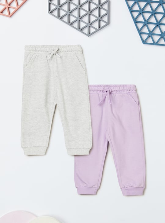Girls Solid Joggers - Pack of 2