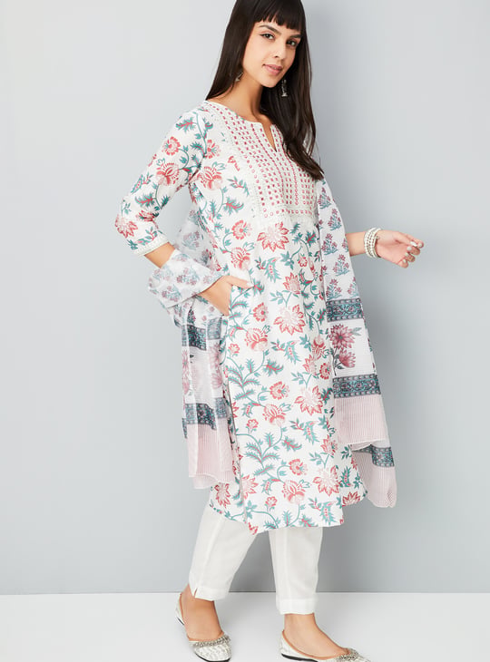 Women Floral Print Straight Kurta Set