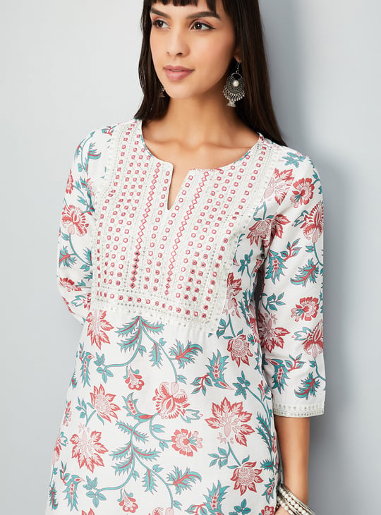 Women Floral Print Straight Kurta Set