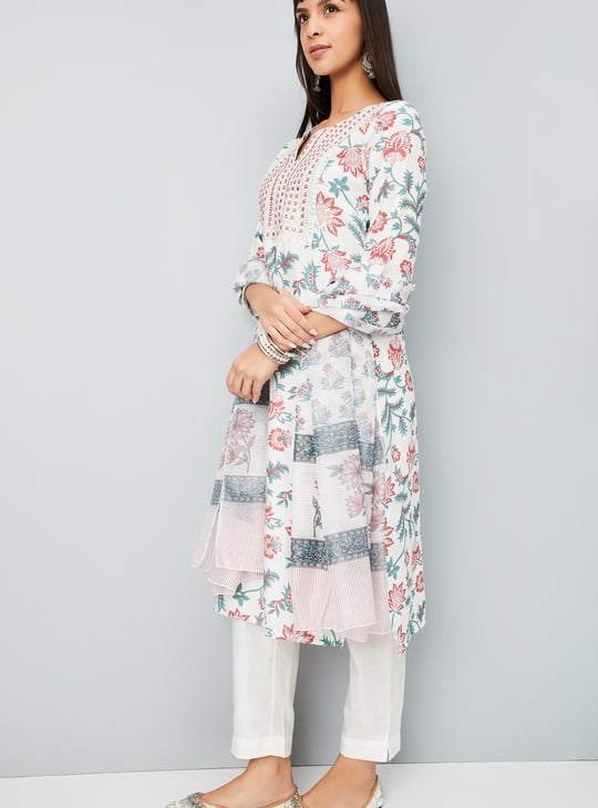 Women Floral Print Straight Kurta Set