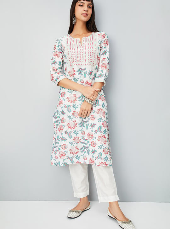 Women Floral Print Straight Kurta Set