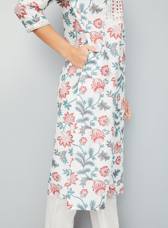 Women Floral Print Straight Kurta Set